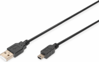 Digitus USB-A 2.0 apa - Mini USB-B apa kábel 1,8m - Fekete