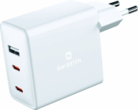 Swissten Power Delivery 2x USB-C / USB-A Hálózati töltő - Fehér (70W)