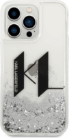 Karl Lagerfeld Liquid Glitter Big KL Apple iPhone 14 Pro Tok - Ezüst/Mintás