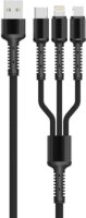 Ldnio LC93 USB-A apa - Lightning/USB-C/Micro USB apa Töltőkábel - Fekete (1.2m)