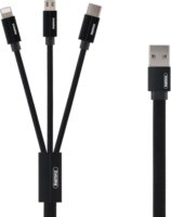 Remax Kerolla RC-094TH USB-A apa - Lightning/Micro USB/USB-C apa 2.0 Adat és töltőkábel - Fekete (2m)