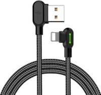 Mcdodo CA-4671 LED USB-A apa - Lightning apa 2.0 iPhone töltőkábel - Fekete (1.2m)
