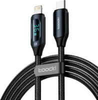 Toocki TXCTL -XY08 USB-C apa - Lightning apa Adat és töltő kábel - Fekete (1m)