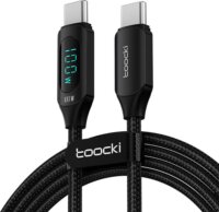 Toocki TXCTT1-XY01 USB-C apa - USB-C apa Adat és töltő kábel - Fekete (1m)