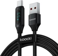 Toocki TXCT-XY01 USB-A apa - USB-C apa Adat és töltő kábel - Fekete (1m)