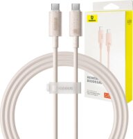 Baseus Habitat Series USB Type-C apa - USB Type-C apa Adat és töltő kábel - Rózsaszín (1m)