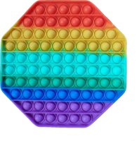 Push Poppers Jumbo szivárvány színű szilikon stresszoldó játék - nyolcszög alakú