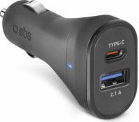 SBS TECRTC1USB2AUL 1x USB Type-C / 1x USB Type-A Autós töltő - Fekete (10W)