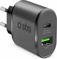 SBS TETRPD25W 1x USB Type-C / 1x USB Type-A Hálózati töltő - Fekete (20W)