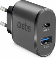 SBS TETRAVUSBTC2AFAST 1x USB Type-C / 1x USB Type-A Hálózati töltő - Fekete (10W)
