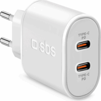 SBS TETRPD20CCW 2x USB Type-C Hálózati töltő - Fehér (20W)