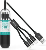 Devia Kintone Series ST331121 USB-A apa - USB-C/Lightning/Micro USB apa 2.0 Adat és töltőkábel - Fekete (1.2m)