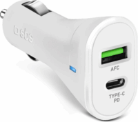 SBS USB-C / USB-A Autós töltő - Fehér (18W)