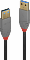 Lindy USB-A apa - USB-A apa 2.0 Adat és töltő kábel - Fekete (3m)