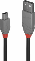 Lindy Anthra Line USB-A apa - Mini USB-B apa 2.0 Adat és töltő kábel - Fekete (3m)