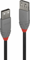Lindy Anthra Line USB-A apa - USB-A apa 2.0 Adat és töltő kábel - Fekete (3m)
