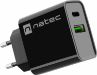 Natec Ribera NUC-2062 USB-C / USB-A Hálózati töltő - Fekete (20W)