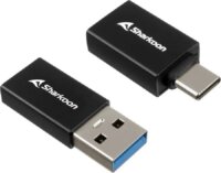 Sharkoon officepal USB-A apa - USB-C anya és USB-A anya - USB-C apa adapter - Fekete