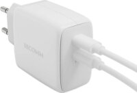 Ricomm 2x USB-C Hálózati töltő + 2.1m USB-C kábel - Fehér (65W)