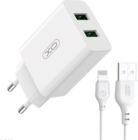 XO L119 2x USB-A Hálózati töltő + Lightning kábel - Fehér (18W)