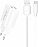Dudao A2EU 2x USB-A Hálózati töltő + USB-C kábel - Fehér (5V / 2.4A)