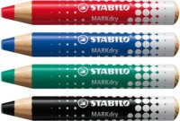 Stabilo MaRKdry Jelölőceruza készlet törlővel és hegyezővel - Vegyes színek (4 db / csomag)