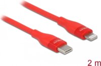 Delock 86635 USB Type-C apa - Lightning apa Adat és töltő kábel - Piros (2m)