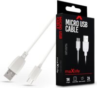 Maxlife TF-0177 USB-A apa - Micro USB apa 2.0 Adat és töltőkábel - Fehér (1m)