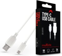 Maxlife TF-0174 USB-A apa - USB-C apa 2.0 Adat és töltőkábel - Fehér (1m)