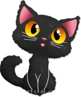 Fekete macska fólia lufi - 61 cm