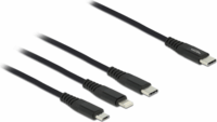 Delock 87149 USB-C apa - Lightning/Micro USB/USB-C apa Töltőkábel - Fekete (1m)