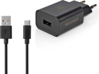 Nedis WCHAC242ABK USB-A Hálózati Töltő Adapter 12W + USB-C kábel - Fekete