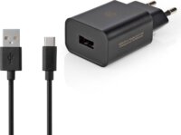 Nedis WCHAC242ABK USB-A Hálózati töltő + USB-C kábel - Fekete (12W)