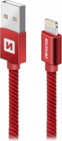 Swissten 71527601 USB-A apa - Lightning apa 2.0 Adat és töltő kábel - Piros (3m)