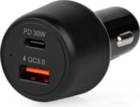 Nedis CCPD30W100BK USB-A / USB-C Autós töltő - Fekete (48W)