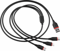 Borofone BX17 USB-A apa - Micro USB/USB-C/Lightning apa Töltőkábel - Fekete (1m)