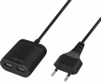 Logilink PA0255 2x USB Type-A Hálózati töltő - Fekete (12W)