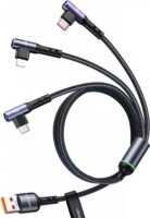 Usams SJ561USB01 3in1 USB Type-A apa - USB Type-C / microUSB / Lightning Adat és töltő kábel - Fekete (1.2m)