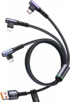Usams SJ561USB01 3in1 USB Type-A apa - USB Type-C / microUSB / Lightning iPhone töltőkábel - Fekete (1.2m)