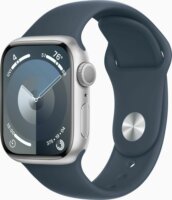 Apple Watch Series 9 GPS (41mm) Okosóra - Ezüst Aluminium tok Sötétkék Sportszíjjal S/M