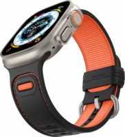 Caseology Athlex Active Apple Watch Szilikon szíj 42/44/45 mm - Fekete/Narancssárga