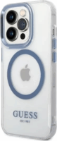 Guess Metal Outline Apple iPhone 14 Pro Magsafe Tok - Átlátszó/Kék