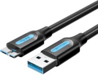 Vention COPBG USB-A apa - USB Micro-B apa 3.0 Adat és töltő kábel - Fekete/Kék (1.5m)
