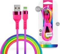 Setty Rainbow SE094162 USB-A apa - Lightning apa 2.0 Adat és töltőkábel - Többszínű (1.2m)