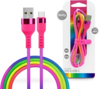 Setty Rainbow SE094179 USB-A apa - USB-C apa 2.0 Adat és töltőkábel - Többszínű (1.2m)
