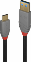 Lindy 36912 Anthra Line USB Type-A apa - USB Type-C apa 3.2 Adat és töltő kábel - Fekete (1.5m)