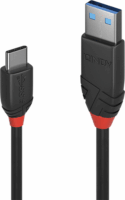 Lindy 36907 Black Line USB Type-A apa - USB Type-C apa 3.2 Adat és töltő kábel - Fekete (0.5m)