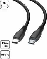 Cellect USB-C apa - Micro USB - apa Adat és töltő kábel - Fekete (1m)