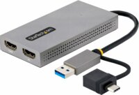 Startech 107B-USB-HDMI USB-A/USB-C apa - 2x HDMI anya Adapter