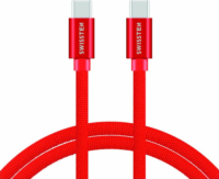 Swissten 71527206 USB-C apa - USB-C apa 2.0 Adat és töltőkábel - Piros (1.2m)
